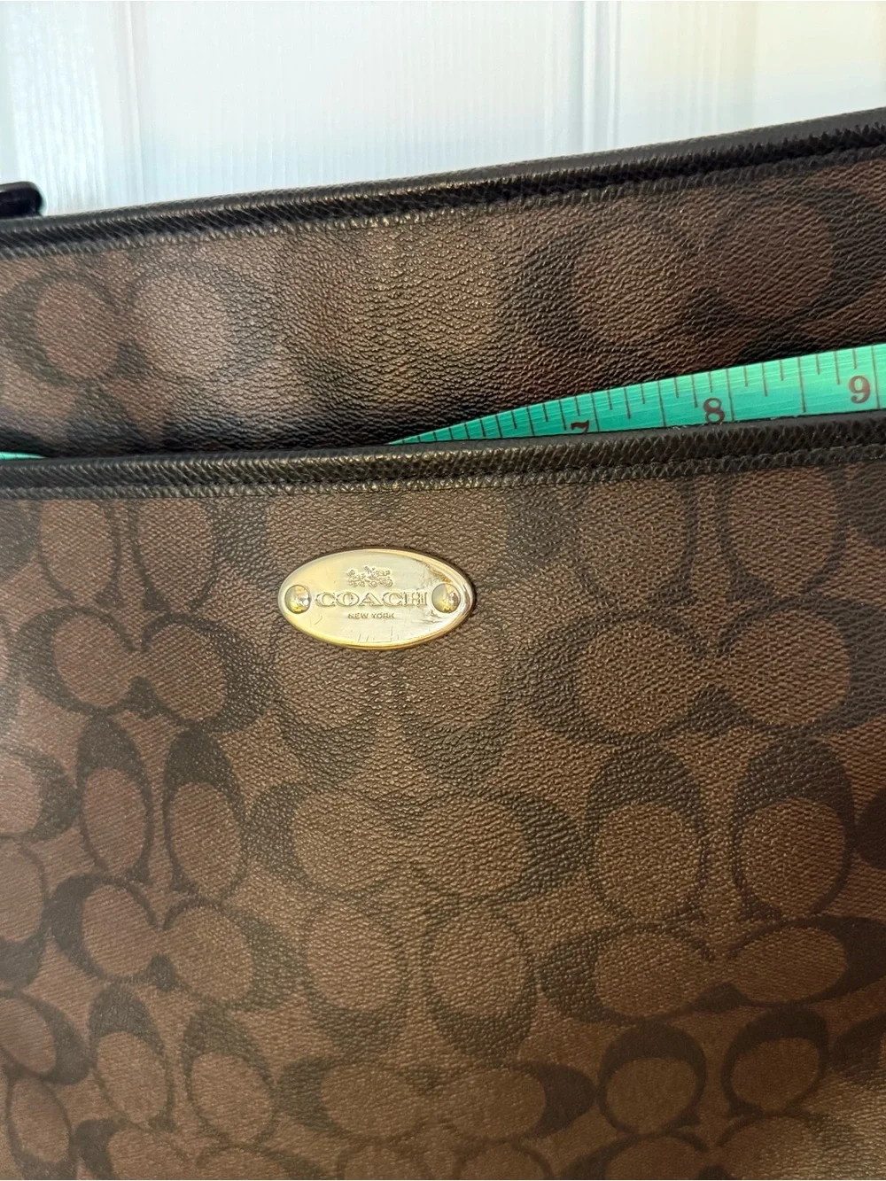 Coach Dark Brown Signature Messenger Crossbody